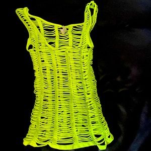 Lime green top great for swim or festivals or rave parties